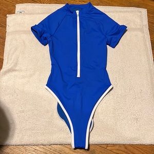 SKIMS ZIP-UP SWIM MOCK NECK ONE PIECE SWIMSUIT